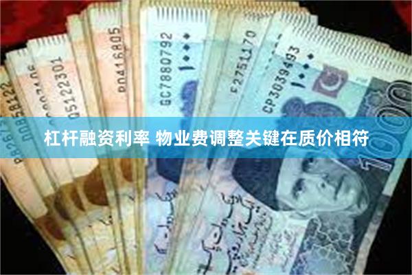 杠杆融资利率 物业费调整关键在质价相符