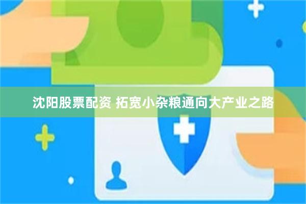 沈阳股票配资 拓宽小杂粮通向大产业之路