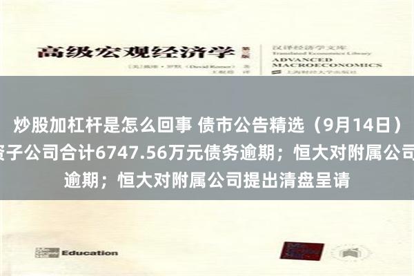 炒股加杠杆是怎么回事 债市公告精选（9月14日）| 昆明空港投资子公司合计6747.56万元债务逾期；恒大对附属公司提出清盘呈请