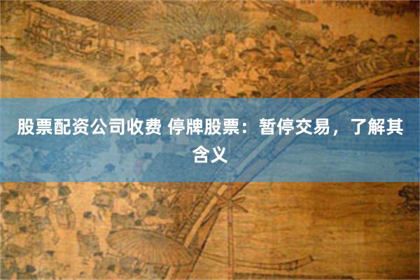 股票配资公司收费 停牌股票：暂停交易，了解其含义