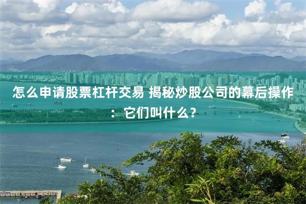 怎么申请股票杠杆交易 揭秘炒股公司的幕后操作：它们叫什么？