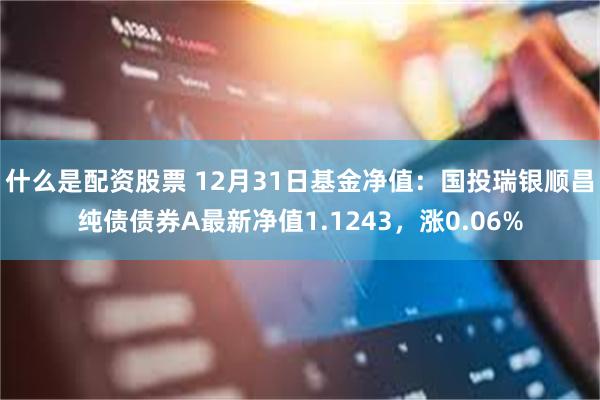 什么是配资股票 12月31日基金净值：国投瑞银顺昌纯债债券A最新净值1.1243，涨0.06%