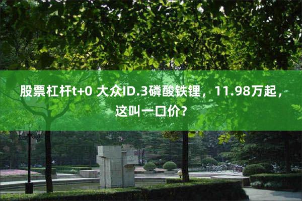 股票杠杆t+0 大众ID.3磷酸铁锂，11.98万起，这叫一口价？