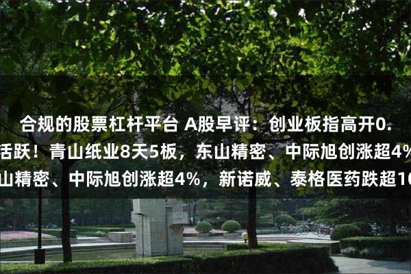 合规的股票杠杆平台 A股早评：创业板指高开0.46%，算力硬件概念股活跃！青山纸业8天5板，东山精密、中际旭创涨超4%，新诺威、泰格医药跌超10%
